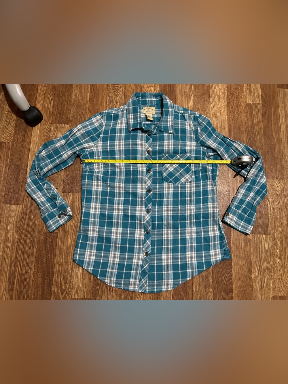 Blue Mountain Women's Plaid Flannel Shirt Blue White Size M